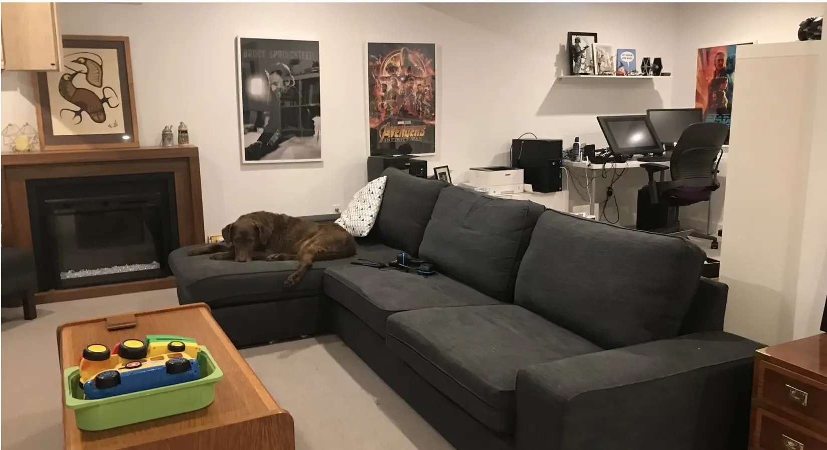 basement sitting room Transformation - Before